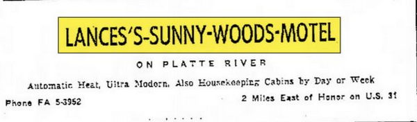 Sunny Woods Resort (Lances Sunny Woods Motel) - Aug 5 1958 Ad